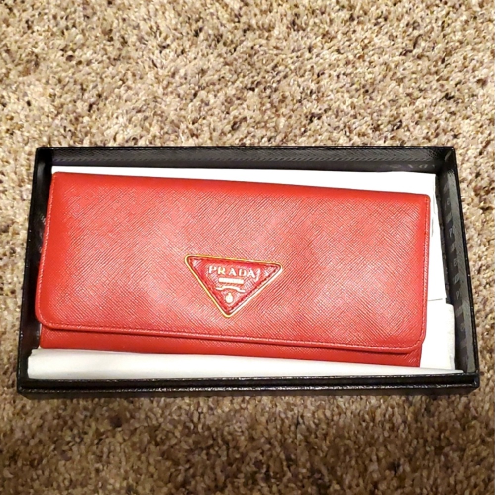 Authentic Prada red wallet